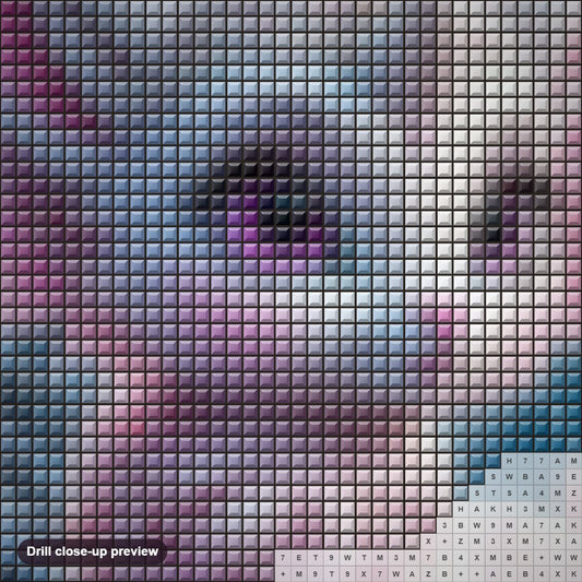 Close-up preview of the Magical Pink Dragon diamond painting with square 5D drills and printed canvas symbols