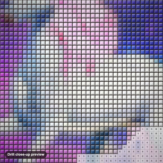 Close-up preview of the Magical Unicorn in Galaxy diamond painting with square 5D drills and printed canvas symbols