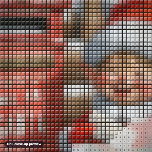 Close-up preview of the Mail for Santa diamond painting with square 5D drills and printed canvas symbols