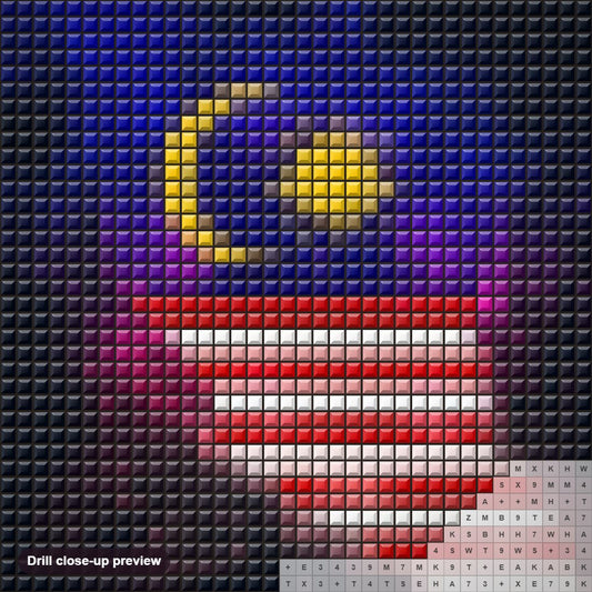Close-up preview of the Malaysia Country Map diamond painting with square 5D drills and printed canvas symbols