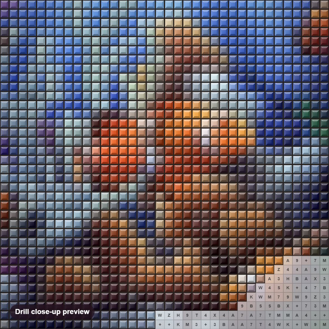 Close-up preview of the Marine Life diamond painting with square 5D drills and printed canvas symbols