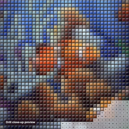 Close-up preview of the Marine Life diamond painting with square 5D drills and printed canvas symbols