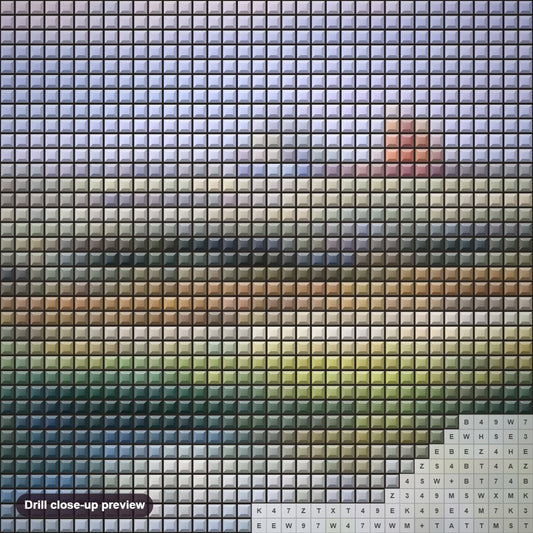 Close-up preview of the May Moods diamond painting with square 5D drills and printed canvas symbols