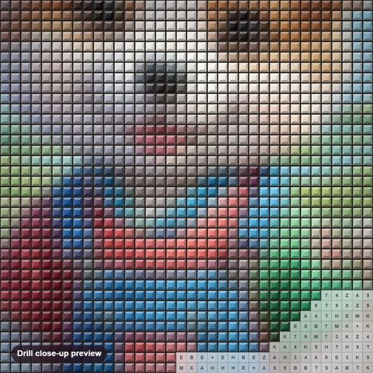 Close-up preview of the Meet the Adorable  Puppy diamond painting with square 5D drills and printed canvas symbols