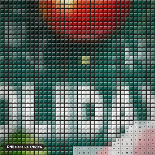 Close-up preview of the Merry Christmas & Happy Holidays diamond painting with square 5D drills and printed canvas symbols