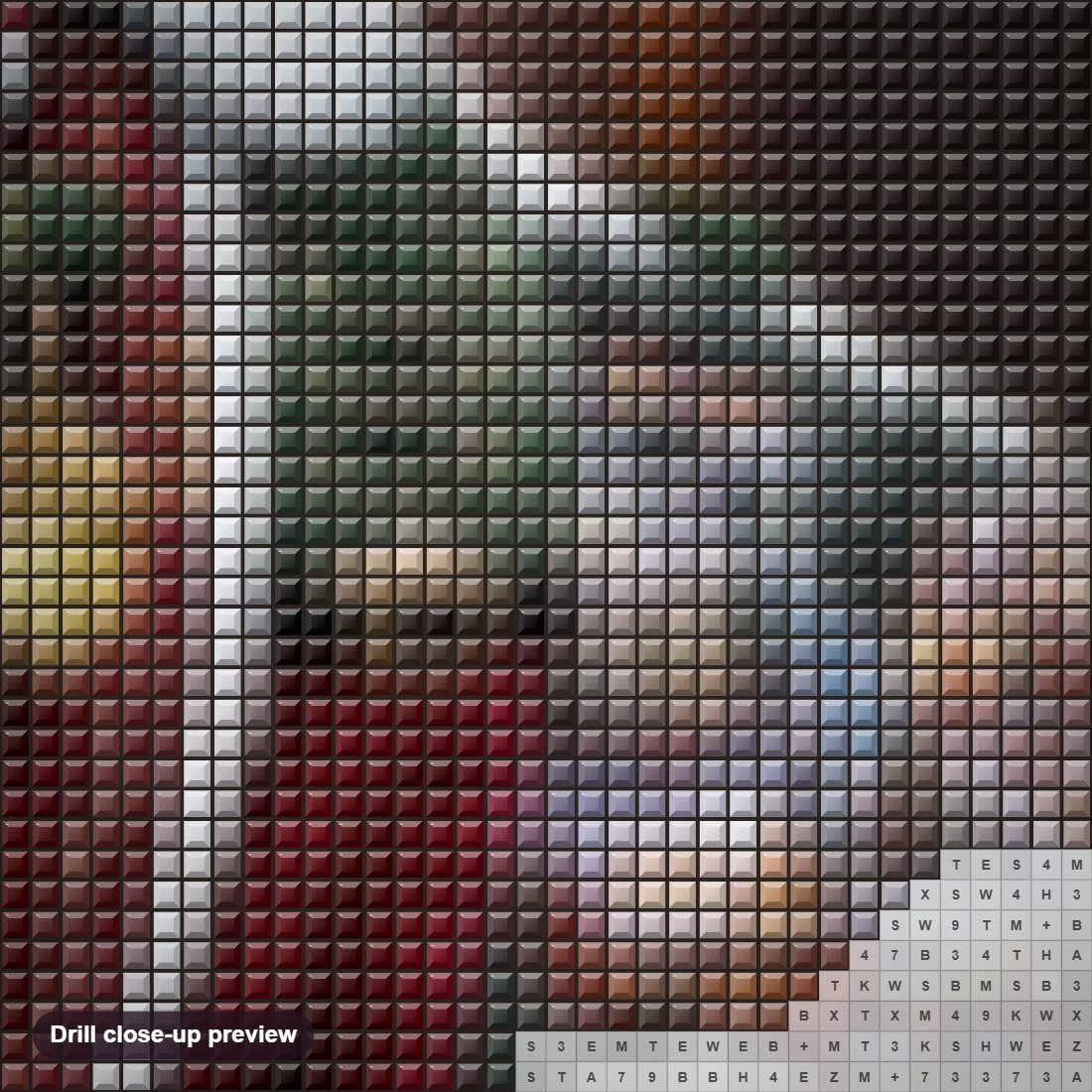 Close-up preview of the Merry Christmas Santa Claus diamond painting with square 5D drills and printed canvas symbols
