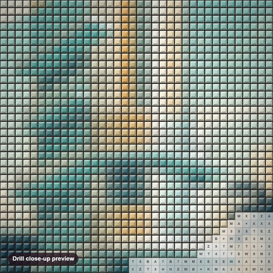 Close-up preview of the Miami United States diamond painting with square 5D drills and printed canvas symbols