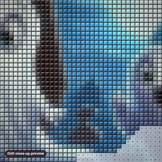 Close-up preview of the Midnight in the Ghost Town diamond painting with square 5D drills and printed canvas symbols