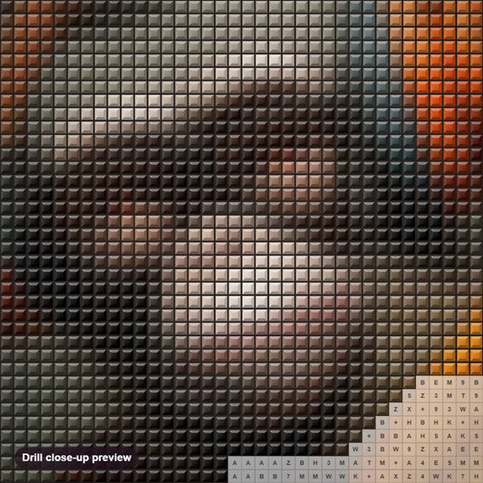 Close-up preview of the Monkey in Stylish Apparel diamond painting with square 5D drills and printed canvas symbols