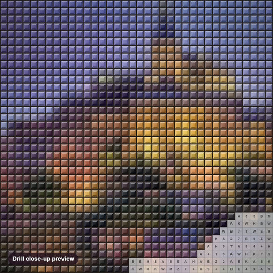 Close-up preview of the Mont Saint Michel Abbey diamond painting with square 5D drills and printed canvas symbols