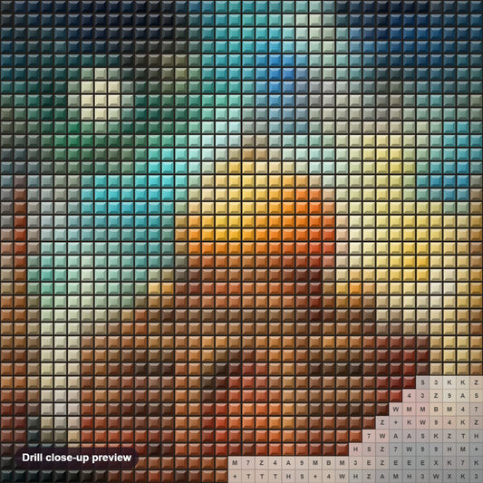 Close-up preview of the Mosque's Majestic Night Glow diamond painting with square 5D drills and printed canvas symbols