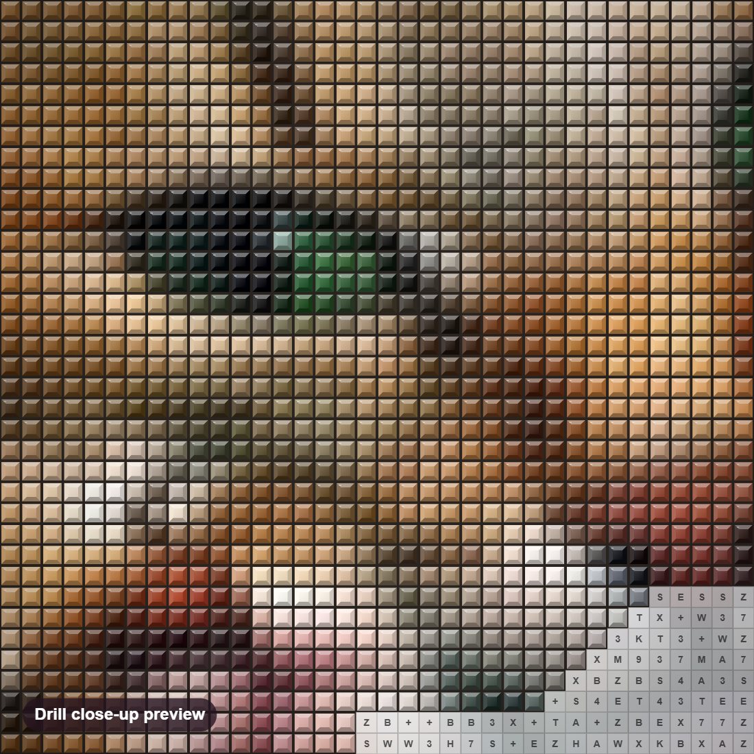 Close-up preview of the Mother Cat & Baby Cat diamond painting with square 5D drills and printed canvas symbols