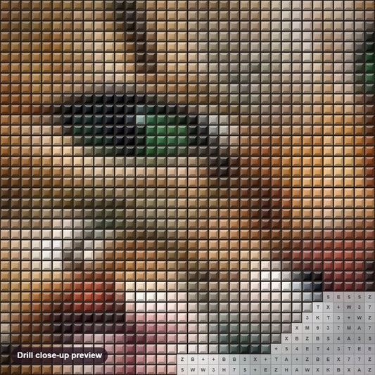 Close-up preview of the Mother Cat & Baby Cat diamond painting with square 5D drills and printed canvas symbols