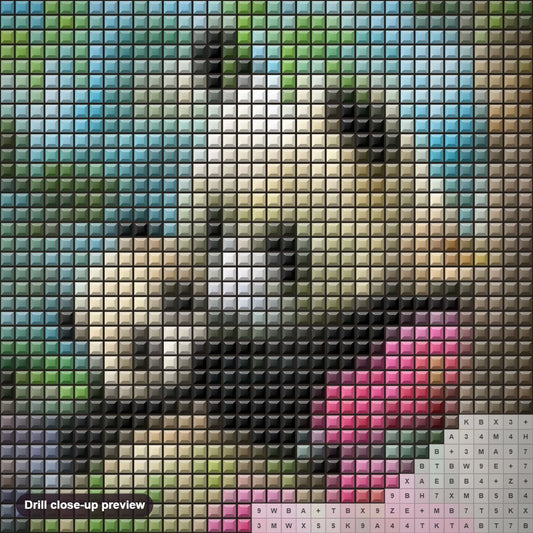 Close-up preview of the Mother's Love diamond painting with square 5D drills and printed canvas symbols