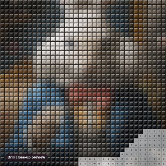 Close-up preview of the Mr. Bunny At a Tear Party diamond painting with square 5D drills and printed canvas symbols