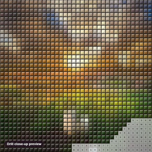 Close-up preview of the Nature in Heaven diamond painting with square 5D drills and printed canvas symbols