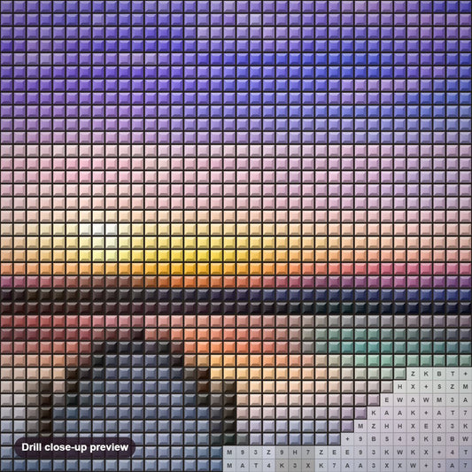 Close-up preview of the Nature Landscape Full Drill diamond painting with square 5D drills and printed canvas symbols