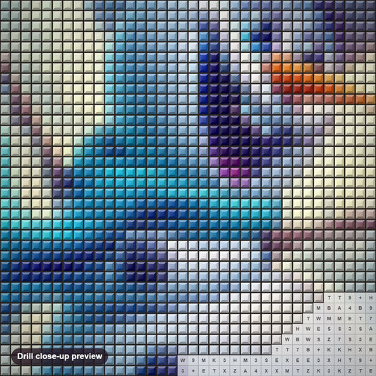 Close-up preview of the Naughty Snowman Olaf diamond painting with square 5D drills and printed canvas symbols