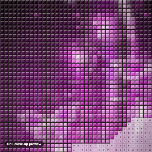 Close-up preview of the Neon Butterflies Sprinkling Magic diamond painting with square 5D drills and printed canvas symbols
