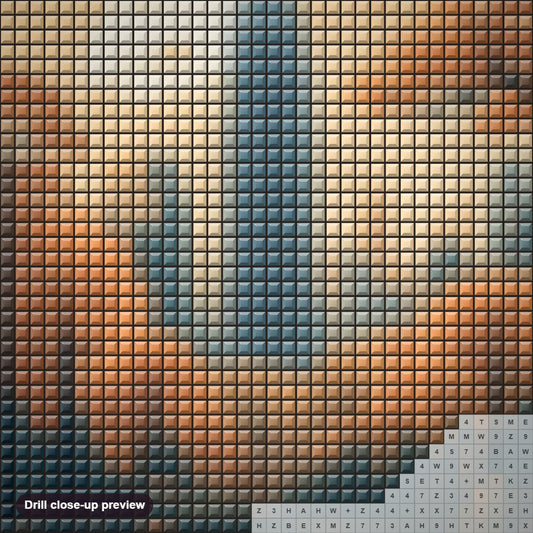 Close-up preview of the New York US diamond painting with square 5D drills and printed canvas symbols