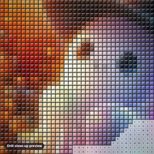 Close-up preview of the Night of Ghosts and Pumpkins diamond painting with square 5D drills and printed canvas symbols