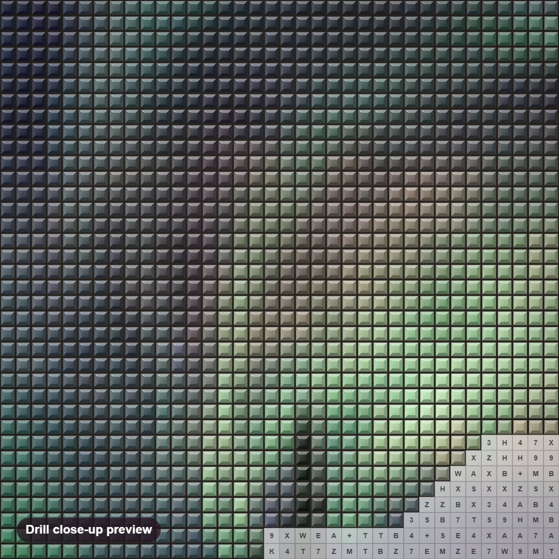 Close-up preview of the Northern Lights diamond painting with square 5D drills and printed canvas symbols
