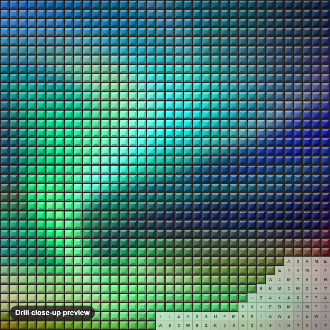 Close-up preview of the Northern Lights United States diamond painting with square 5D drills and printed canvas symbols