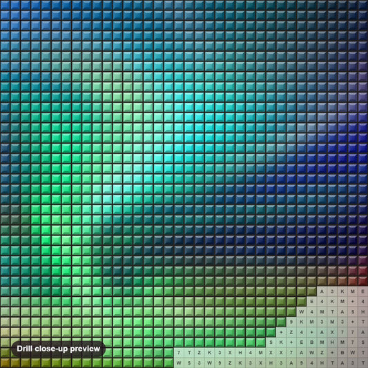 Close-up preview of the Northern Lights United States diamond painting with square 5D drills and printed canvas symbols