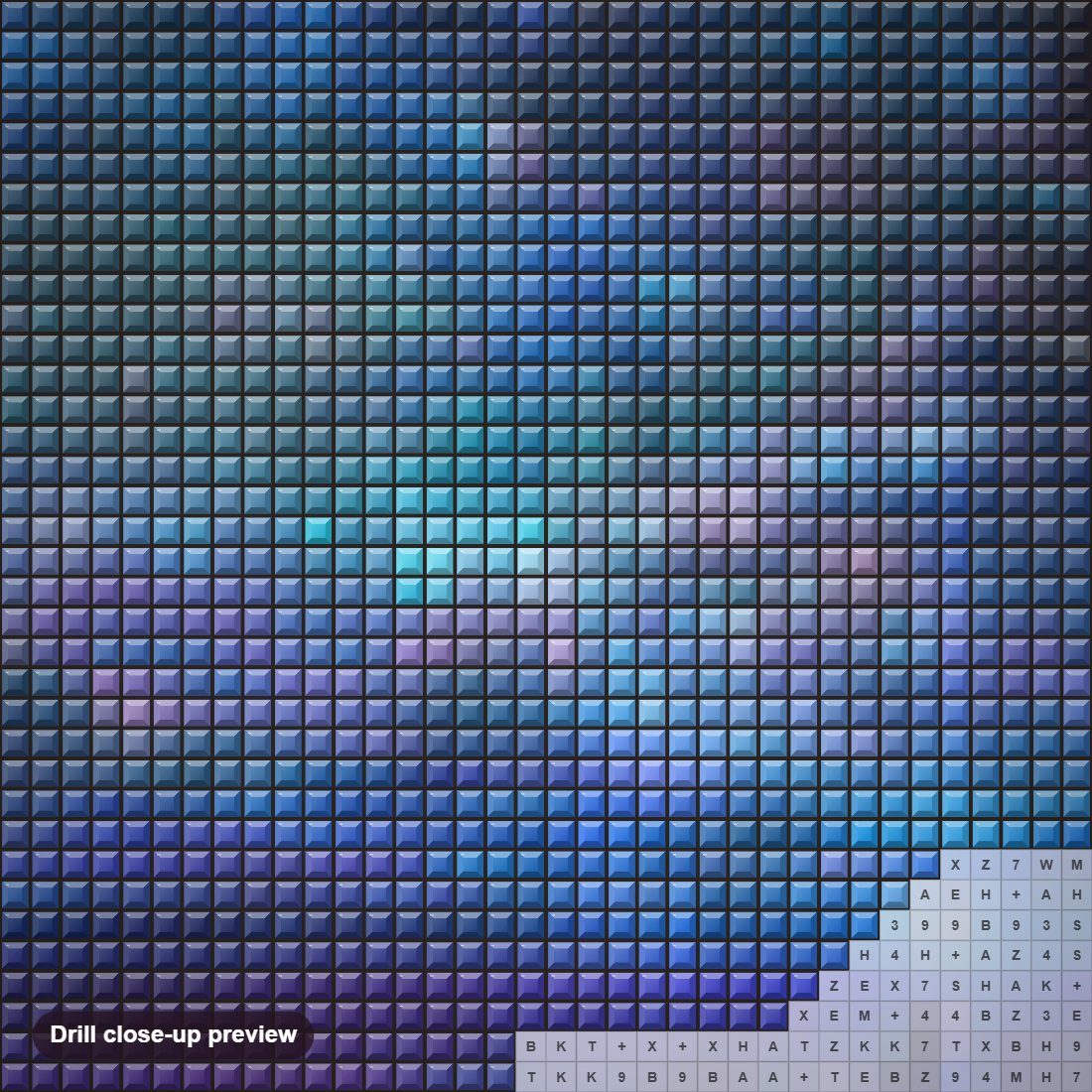 Close-up preview of the Ocean Stars diamond painting with square 5D drills and printed canvas symbols