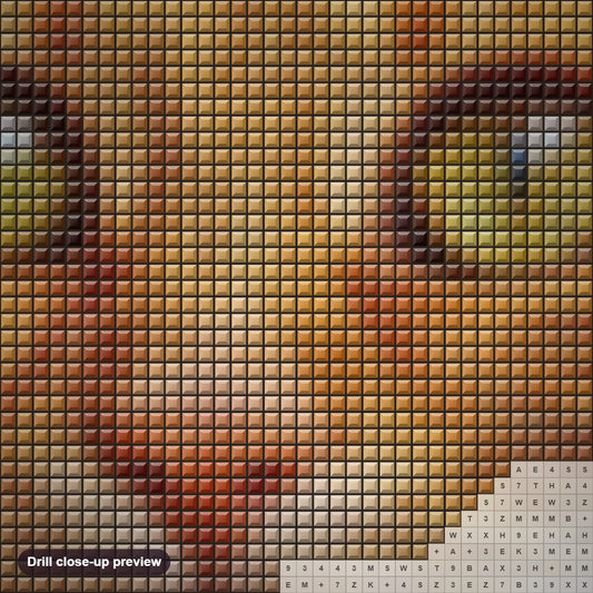 Close-up preview of the Orange Tabby Cat diamond painting with square 5D drills and printed canvas symbols