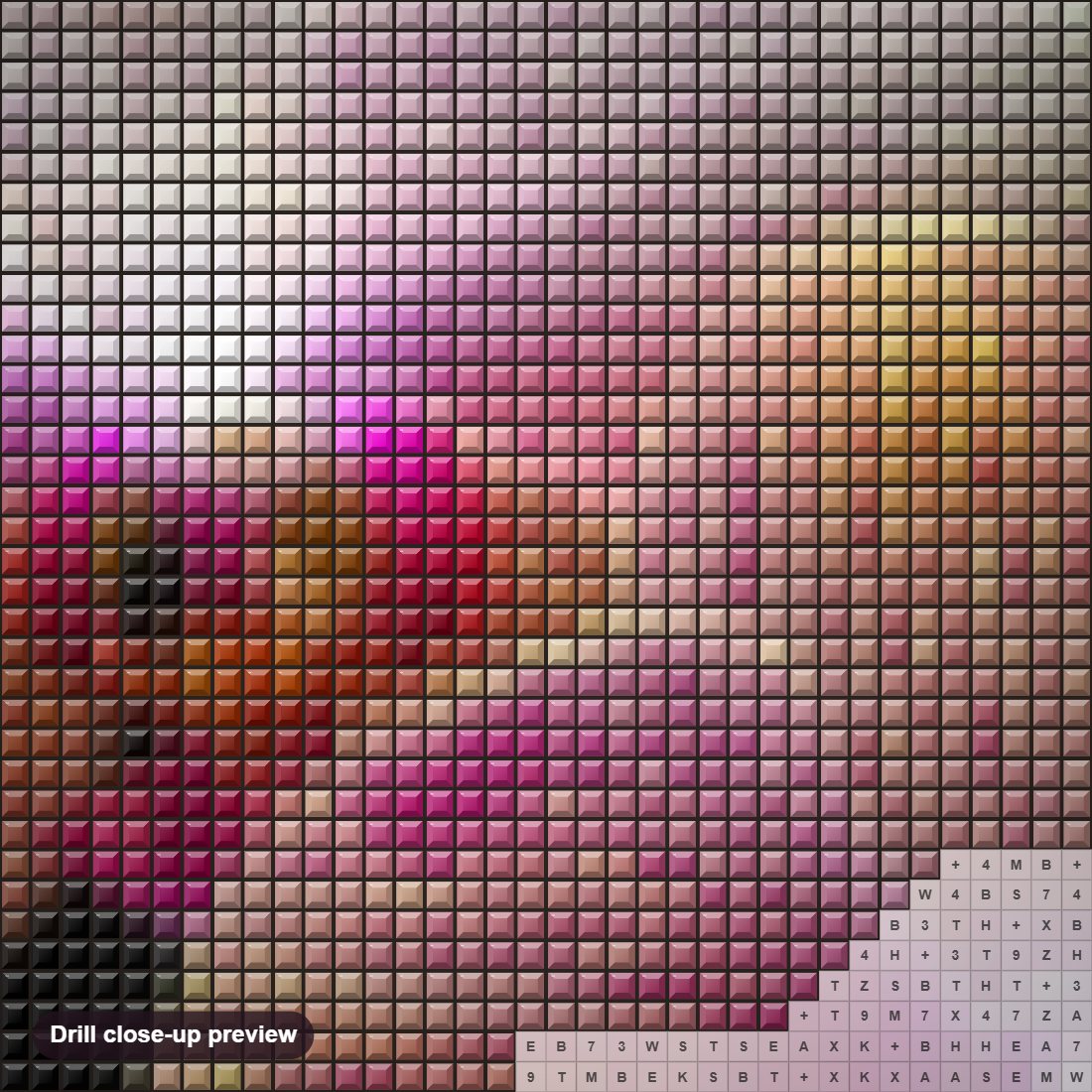 Close-up preview of the Orchids diamond painting with square 5D drills and printed canvas symbols