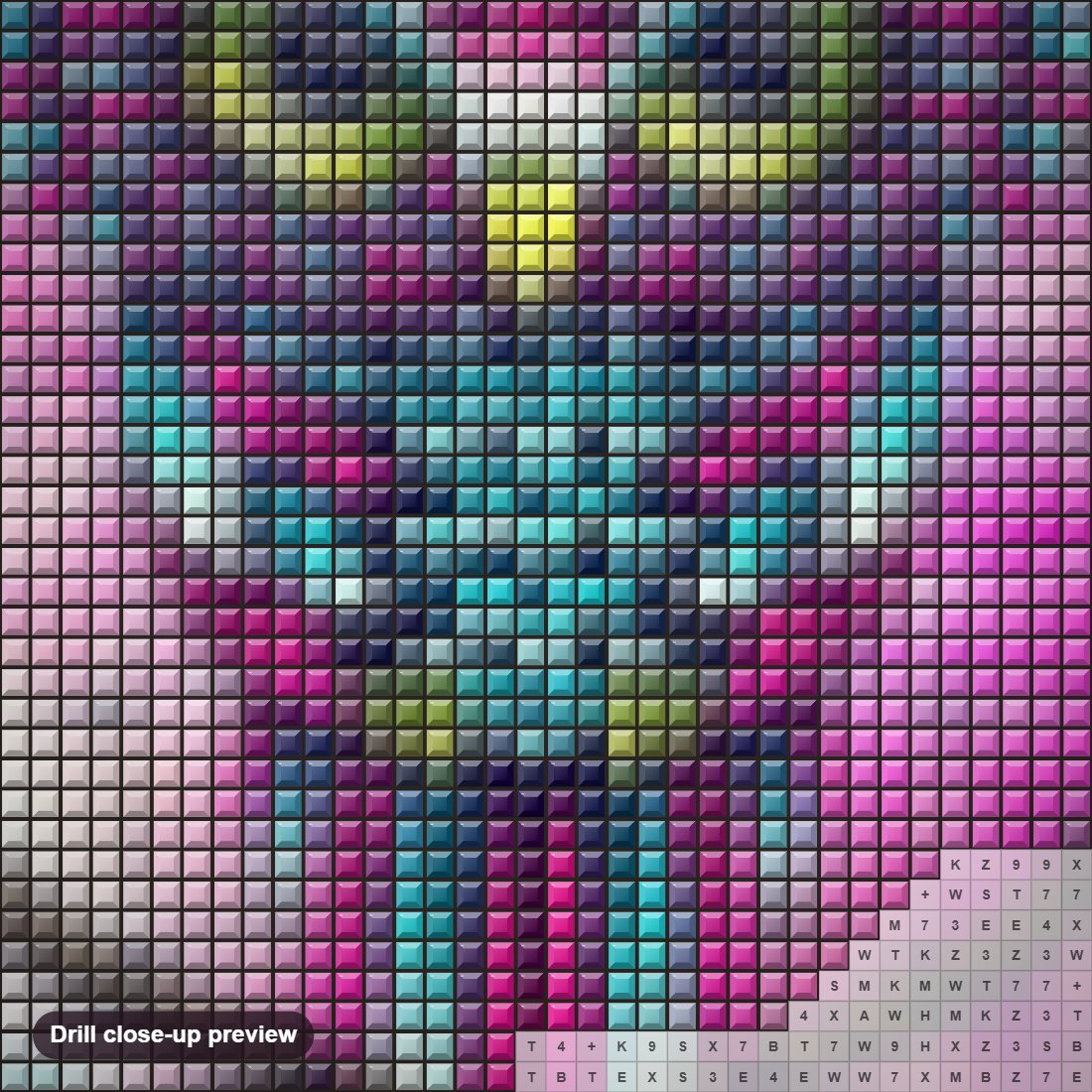 Close-up preview of the Owl Dream Catcher diamond painting with square 5D drills and printed canvas symbols