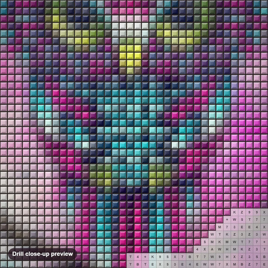Close-up preview of the Owl Dream Catcher diamond painting with square 5D drills and printed canvas symbols