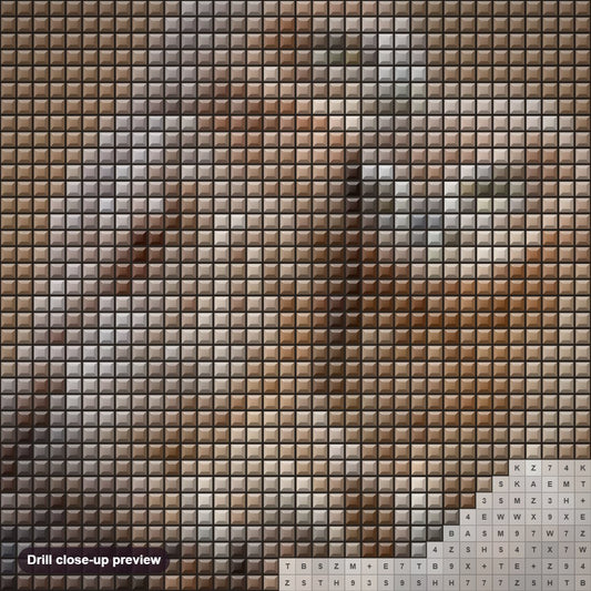 Close-up preview of the Owls Pair diamond painting with square 5D drills and printed canvas symbols