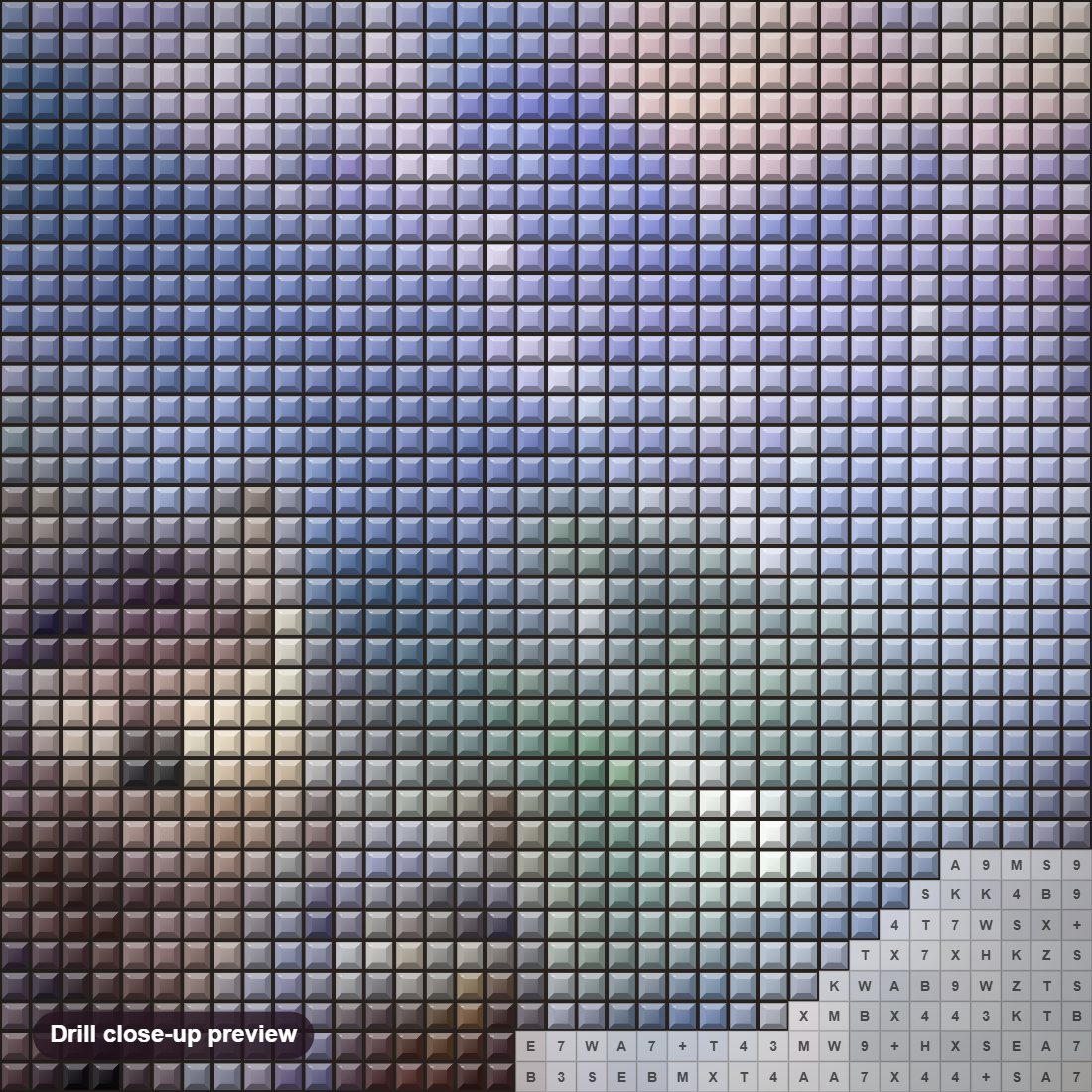 Close-up preview of the Pack of Wolves diamond painting with square 5D drills and printed canvas symbols