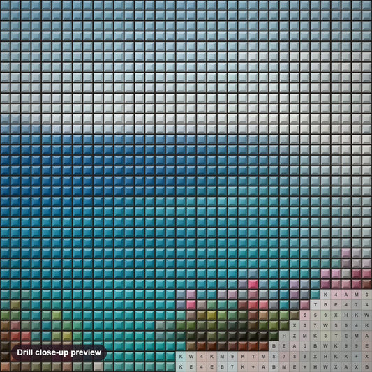 Close-up preview of the Painting of a Dream Room diamond painting with square 5D drills and printed canvas symbols
