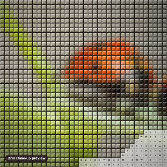 Close-up preview of the Pair of Lady Bugs diamond painting with square 5D drills and printed canvas symbols