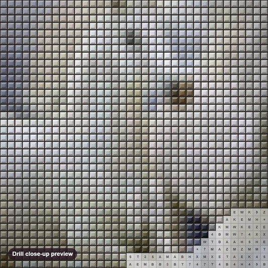 Close-up preview of the Pair of White Horses diamond painting with square 5D drills and printed canvas symbols