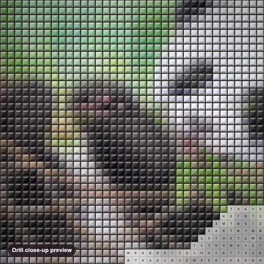 Close-up preview of the Panda Resting on Hammock diamond painting with square 5D drills and printed canvas symbols