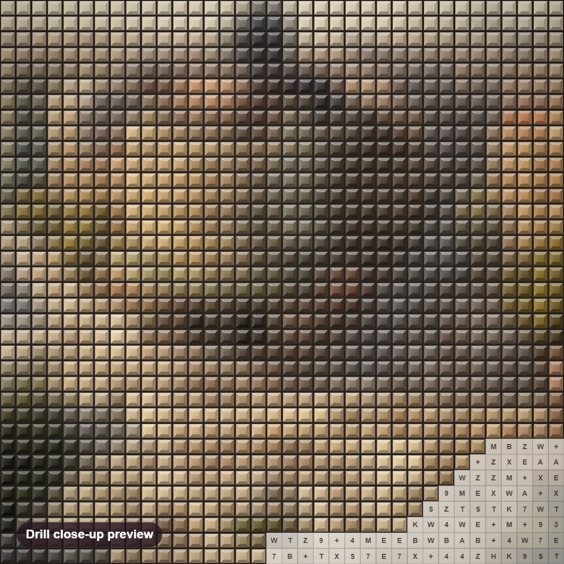 Close-up preview of the Paris Courtyard City diamond painting with square 5D drills and printed canvas symbols