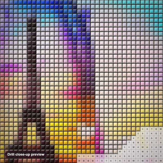Close-up preview of the Paris View in Glass Bottle diamond painting with square 5D drills and printed canvas symbols