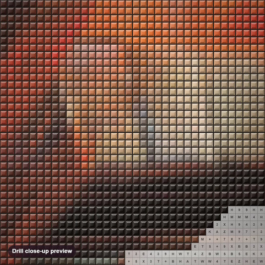 Close-up preview of the Passion diamond painting with square 5D drills and printed canvas symbols