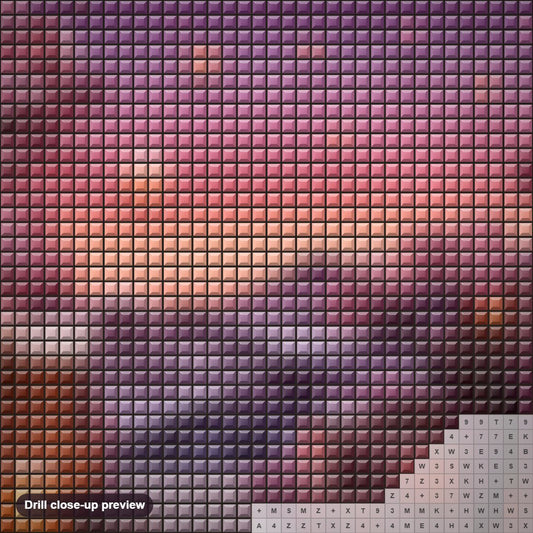 Close-up preview of the Peaceful Street View at Night diamond painting with square 5D drills and printed canvas symbols