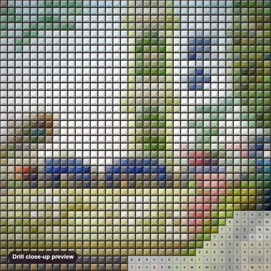 Close-up preview of the Peacocks II diamond painting with square 5D drills and printed canvas symbols