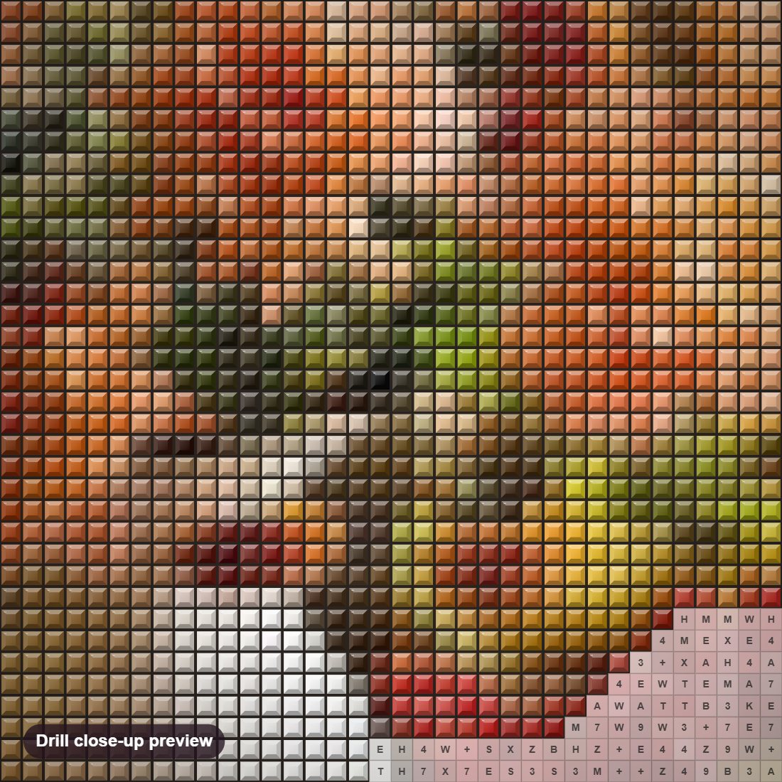 Close-up preview of the Pears, Apples & Floral Vase diamond painting with square 5D drills and printed canvas symbols