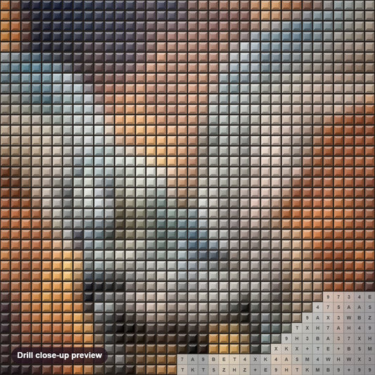 Close-up preview of the Pegasus Fire diamond painting with square 5D drills and printed canvas symbols