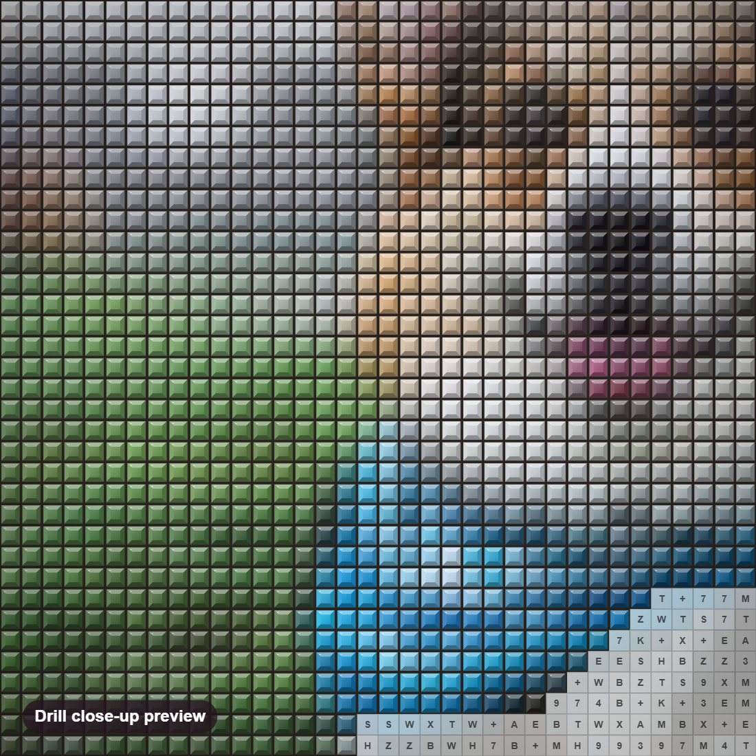 Close-up preview of the Pembroke Welsh Corgi diamond painting with square 5D drills and printed canvas symbols