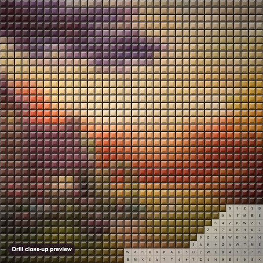 Close-up preview of the Perfect End To A Perfect Day diamond painting with square 5D drills and printed canvas symbols