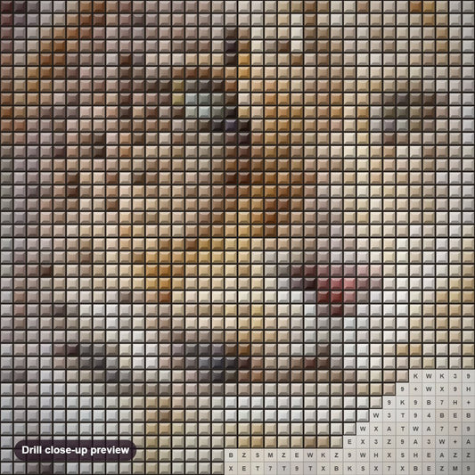 Close-up preview of the Persian Leopard Portrait diamond painting with square 5D drills and printed canvas symbols