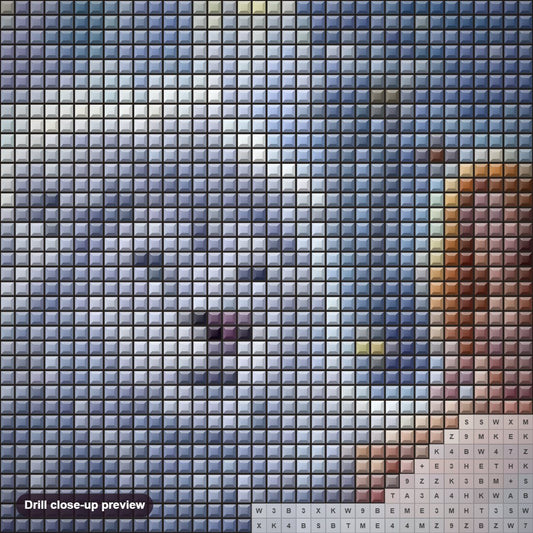 Close-up preview of the Peyan Lion & Butterfly Fairy diamond painting with square 5D drills and printed canvas symbols